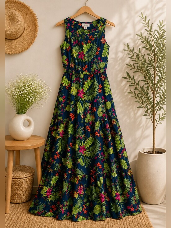 Dresses & Skirts - Style & Co Tropical Floral Maxi Dress Sleeveless Resort Vacation Size Medium